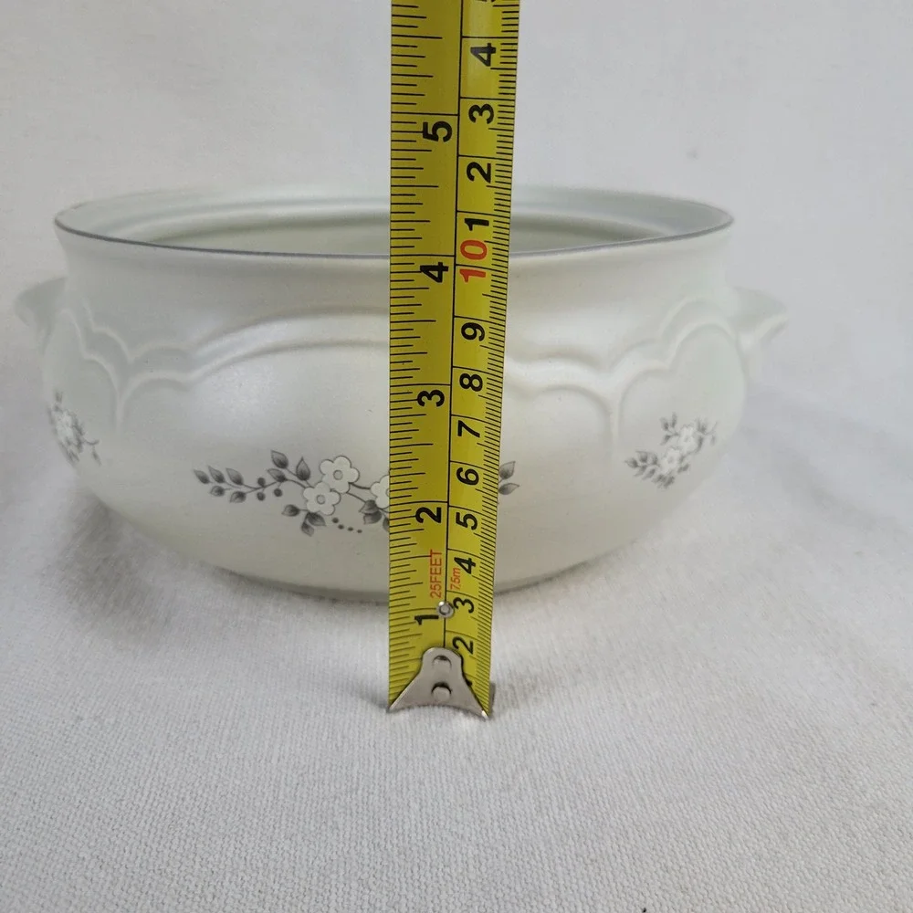 Pfaltzgraff Heirloom 2 Qt Round Casserole Dish 315 Gray Floral Stoneware‎ USA